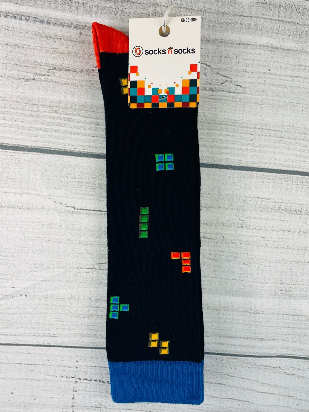 Socks n Socks Women's One Size Knee High Tetris Blocks Theme Socks - NEW 1 Pair